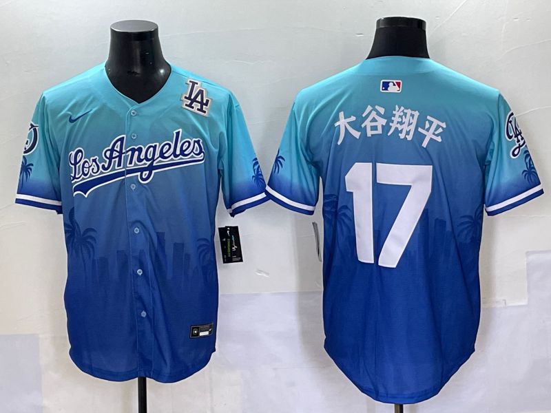 Men 2025 Los Angeles Dodgers #17 Ohtani Blue Nike MLB Jersey Daoqite style 12